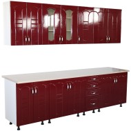 Bucatarie Zebra 260 cm din MDF Rosu Tulip cu blat termoizolant Alb / Bej Bucatarie Zebra 260 cm din MDF Rosu Tulip cu blat termoizolant Alb / Bej